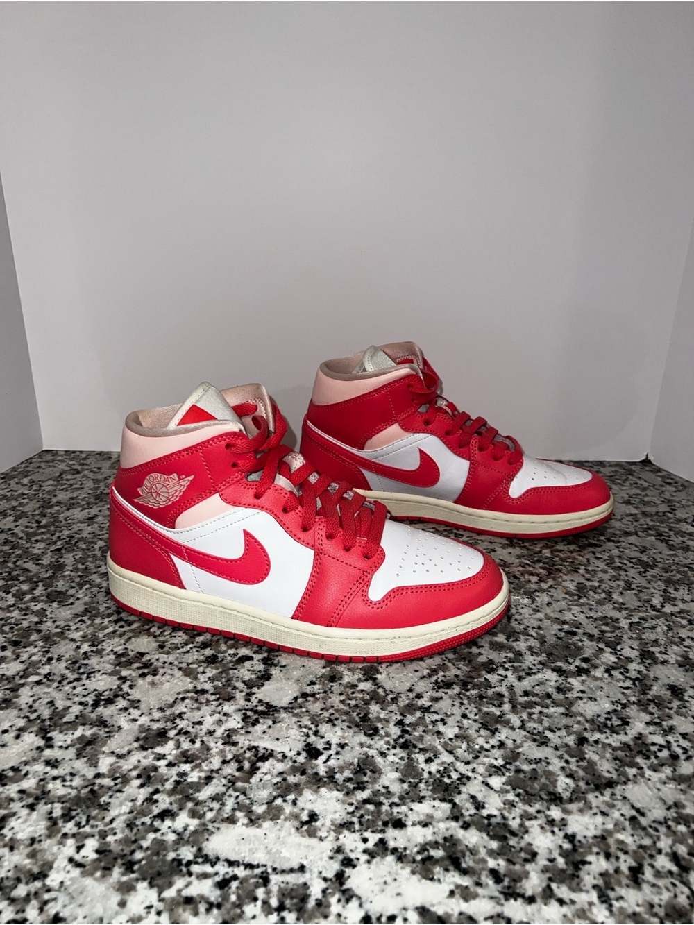 Air Jordan 1 Mid White Sport Red Pink Women’s 7.5